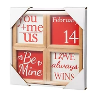 Glitzhome Block 4-pc. Valentines Day Tabletop Decor
