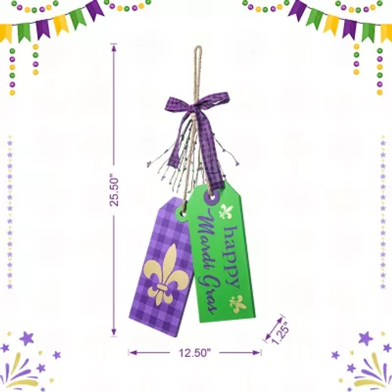 Glitzhome Mardi Gras Wooden Bookmark Door Hanger Wall Sign