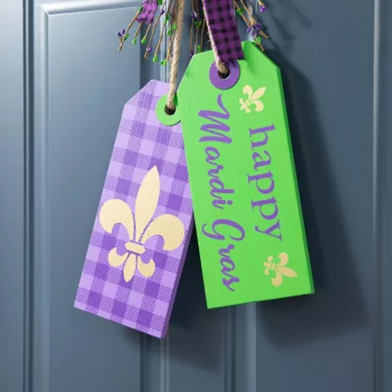 Glitzhome Mardi Gras Wooden Bookmark Door Hanger Wall Sign