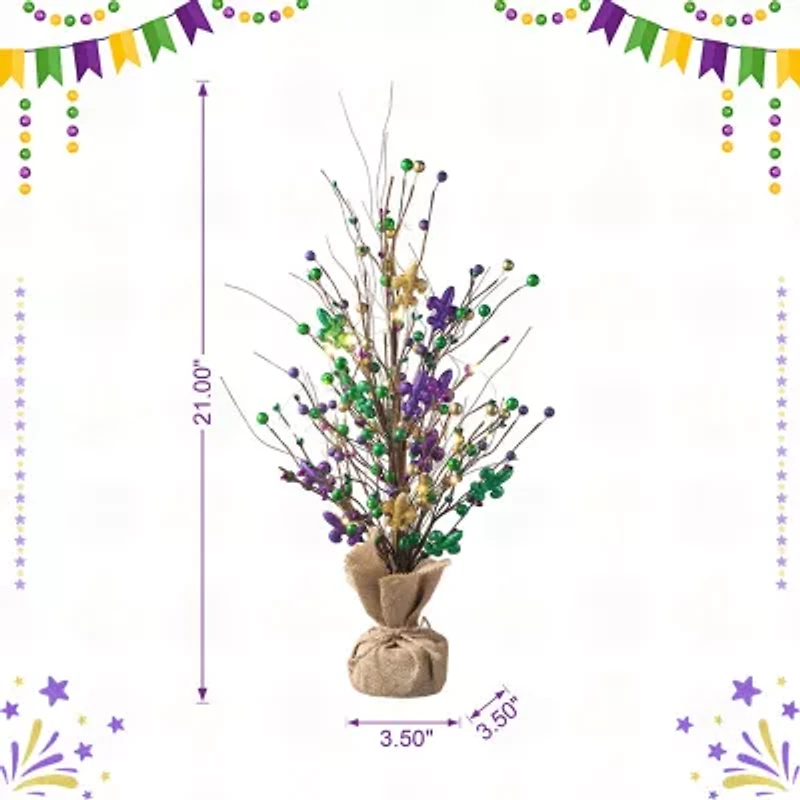 Glitzhome Lighted Mardi Gras Tree Tabletop Decor