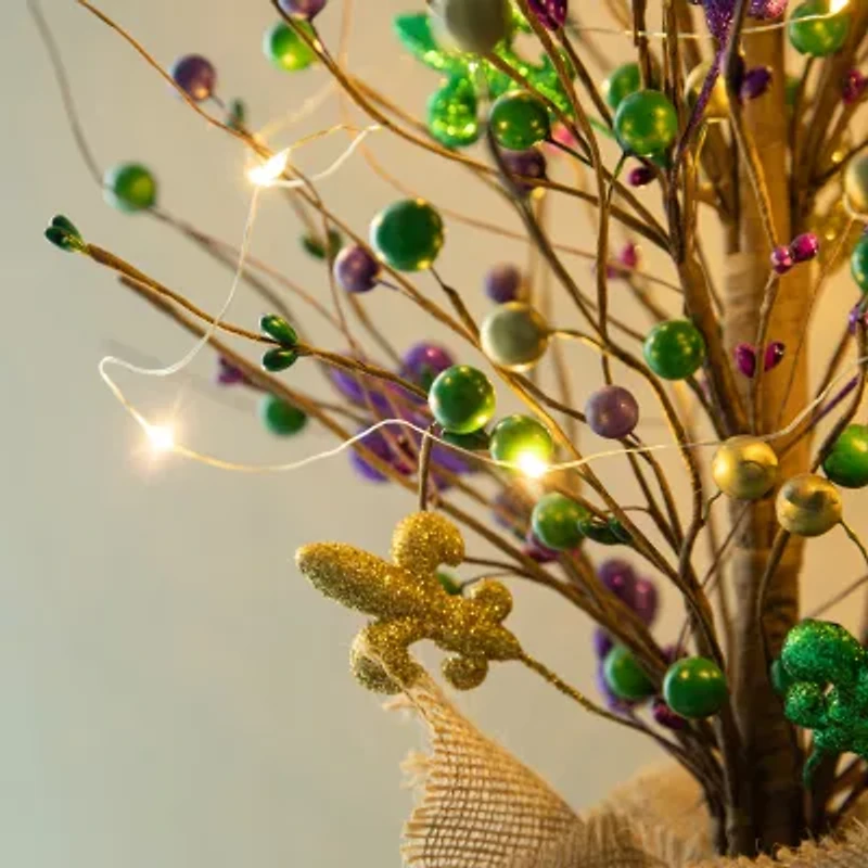 Glitzhome Lighted Mardi Gras Tree Tabletop Decor