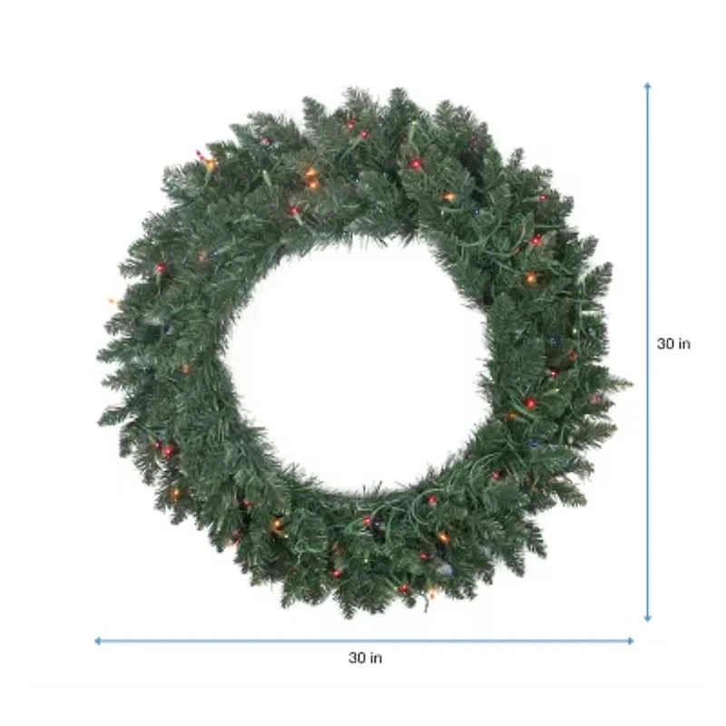 Pre-Lit Traditional Pine Artificial Christmas Wreath - 30-Inch  Multi Lights