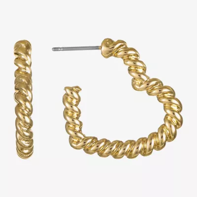 Monet Jewelry Womens 25mm Heart Hypoallergenic Hoop Earrings