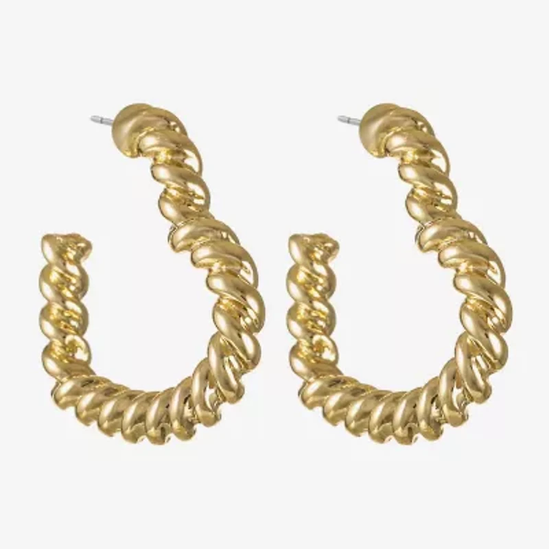 Monet Jewelry Womens 25mm Heart Hypoallergenic Hoop Earrings
