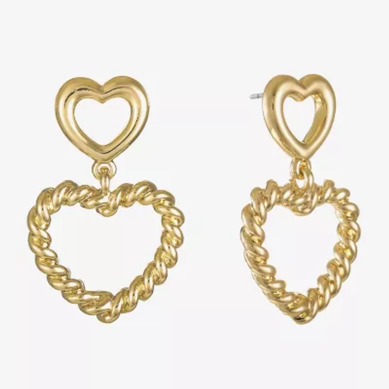 Monet Jewelry Womens Heart Hypoallergenic Drop Earrings