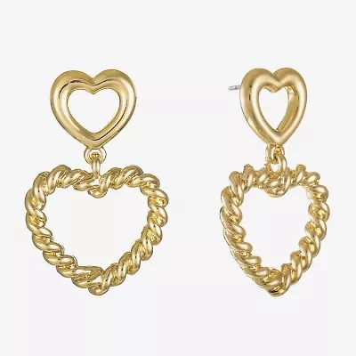 Monet Jewelry Womens Heart Hypoallergenic Drop Earrings