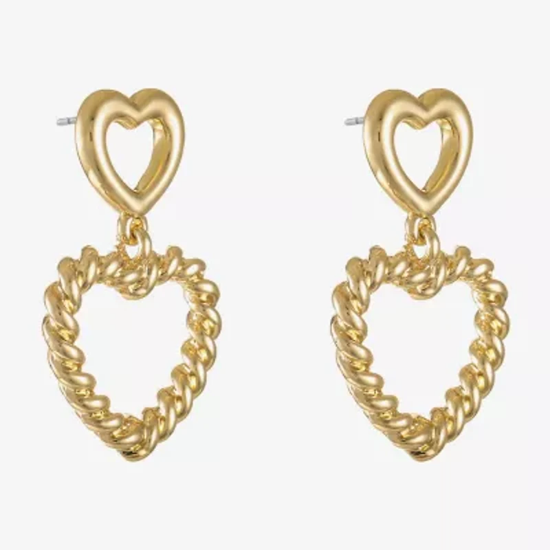 Monet Jewelry Womens Heart Hypoallergenic Drop Earrings