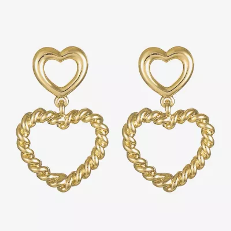 Monet Jewelry Womens Heart Hypoallergenic Drop Earrings