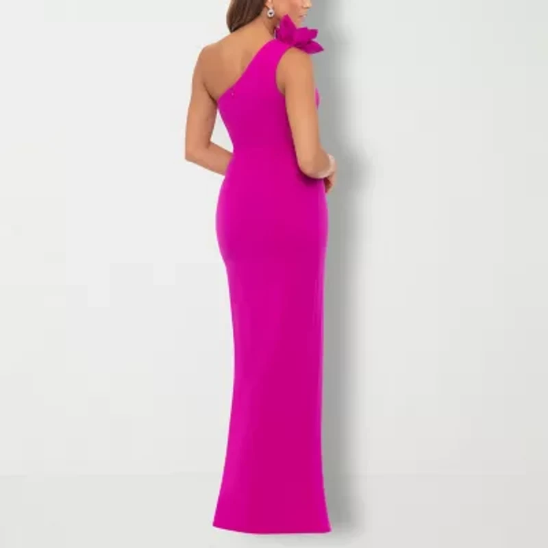 DJ Jaz One Shoulder Womens Applique Sleeveless Evening Gown