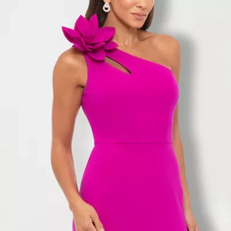 DJ Jaz One Shoulder Womens Applique Sleeveless Evening Gown