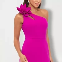 DJ Jaz One Shoulder Womens Applique Sleeveless Evening Gown