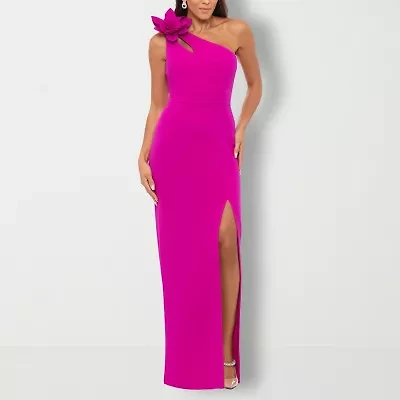 DJ Jaz One Shoulder Womens Applique Sleeveless Evening Gown