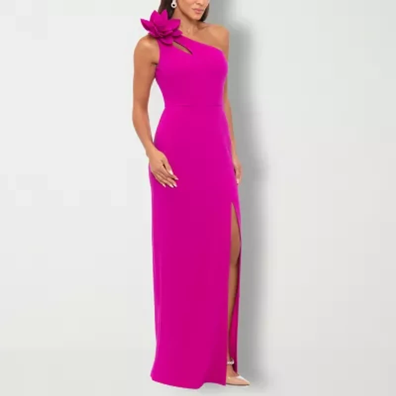 DJ Jaz One Shoulder Womens Applique Sleeveless Evening Gown