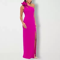 DJ Jaz One Shoulder Womens Applique Sleeveless Evening Gown