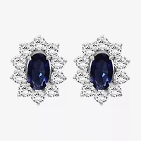 Womens Oval-cut Gemstone & 1/2 CT. T.W. Lab-Grown Diamond 10K Gold 9.4mm Stud Earrings