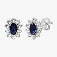 Womens Oval-cut Gemstone & 1/2 CT. T.W. Lab-Grown Diamond 10K Gold 9.4mm Stud Earrings