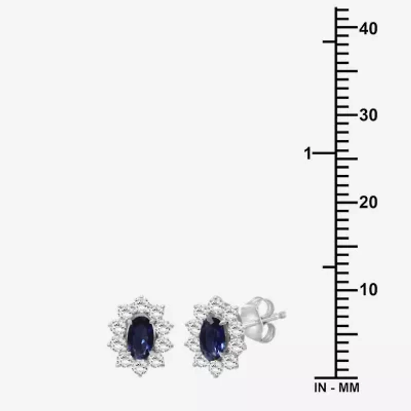 Womens Oval-cut Gemstone & 1/2 CT. T.W. Lab-Grown Diamond 10K Gold 9.4mm Stud Earrings