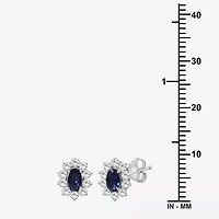 Womens Oval-cut Gemstone & 1/2 CT. T.W. Lab-Grown Diamond 10K Gold 9.4mm Stud Earrings