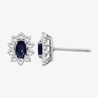 Womens Oval-cut Gemstone & 1/2 CT. T.W. Lab-Grown Diamond 10K Gold 9.4mm Stud Earrings