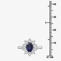 Womens Oval-cut Gemstone & / CT. T.W. Lab-Grown Diamond 10K Gold Halo Cocktail Ring