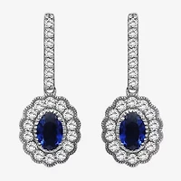 Womens Oval-cut Gemstone & 3/4 CT. T.W. Lab-Grown Diamond 10K Gold Drop Earrings