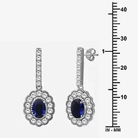 Womens Oval-cut Gemstone & 3/4 CT. T.W. Lab-Grown Diamond 10K Gold Drop Earrings
