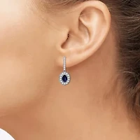 Womens Oval-cut Gemstone & 3/4 CT. T.W. Lab-Grown Diamond 10K Gold Drop Earrings