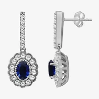 Womens Oval-cut Gemstone & 3/4 CT. T.W. Lab-Grown Diamond 10K Gold Drop Earrings