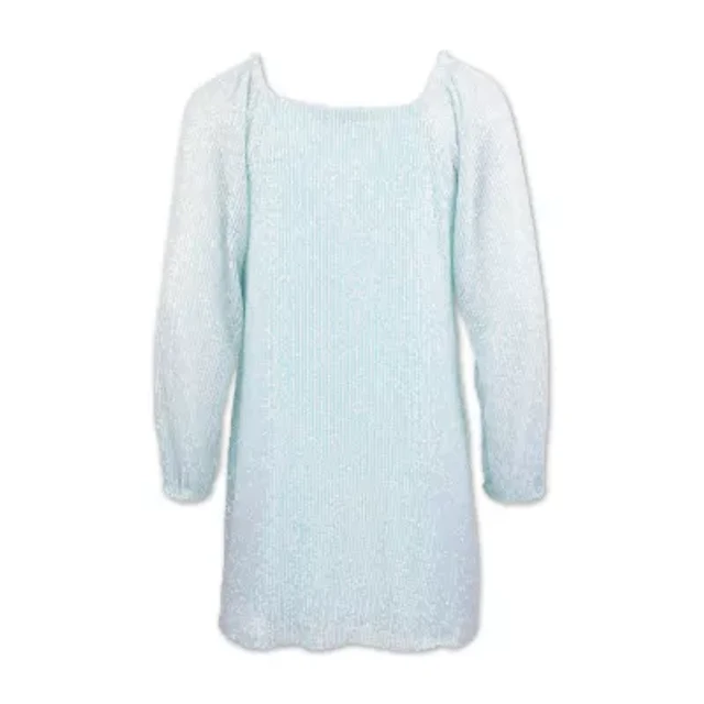 msk long sleeve shift dress MSK Split-Sleeve Metallic Shift Dress