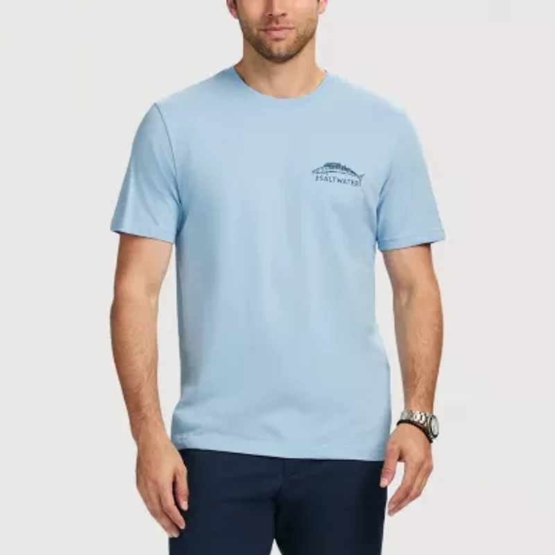 IZOD Saltwater Soft Wash Mens Crew Neck Short Sleeve Classic Fit Graphic T-Shirt