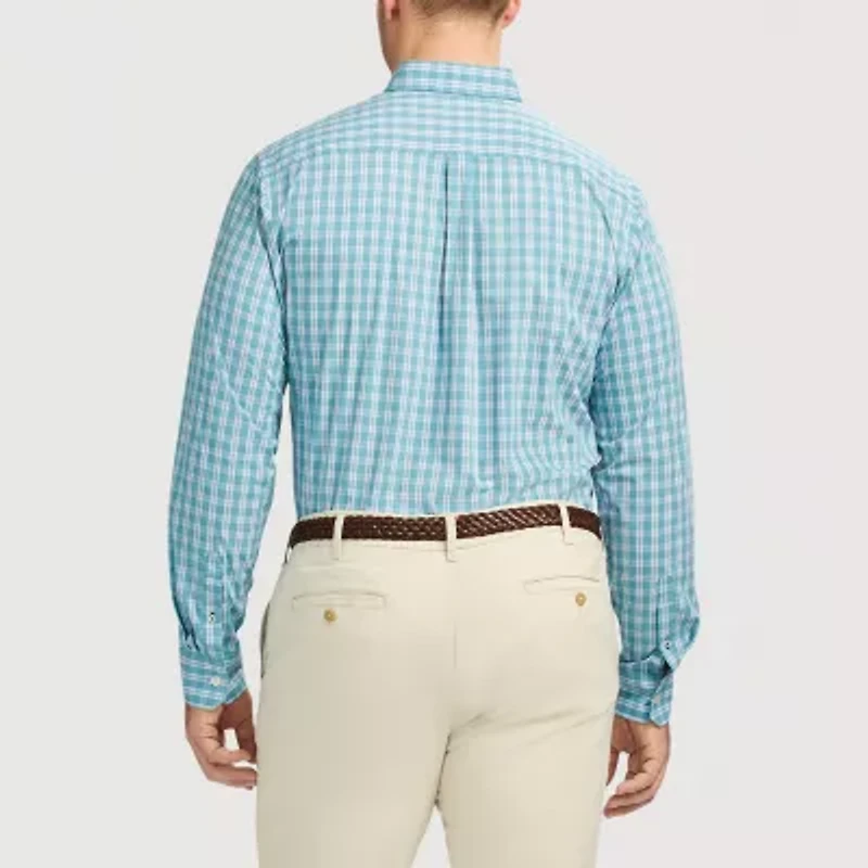 IZOD Performance Comfort Mens Long Sleeve Classic Fit Wrinkle Free Big and Tall Button-Down Shirt