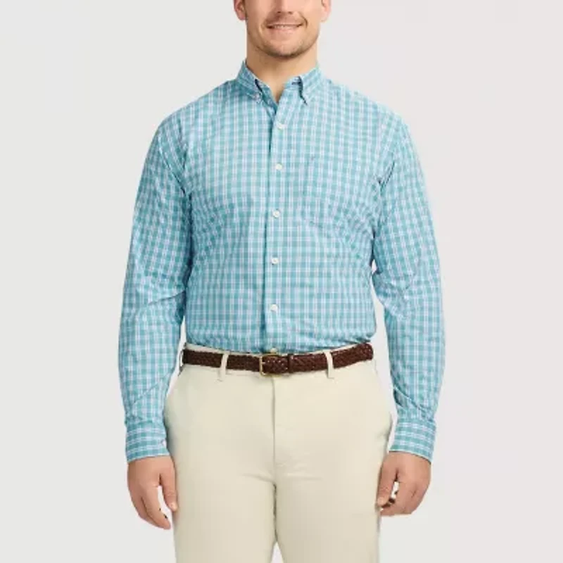 IZOD Performance Comfort Mens Long Sleeve Classic Fit Wrinkle Free Big and Tall Button-Down Shirt