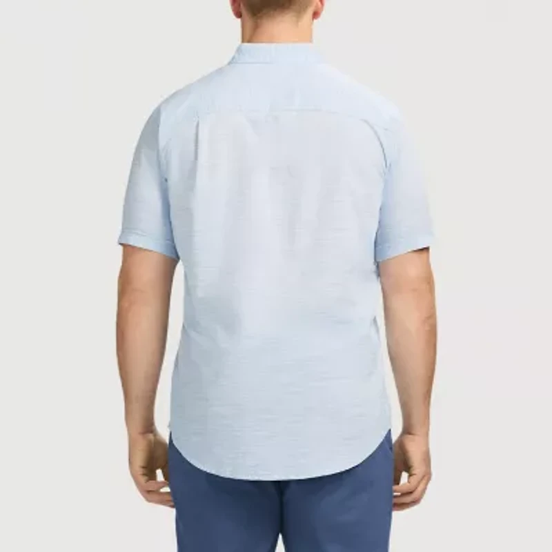IZOD Dockside Chambray Mens Short Sleeve Classic Fit Stretch Fabric Big and Tall Button-Down Shirt