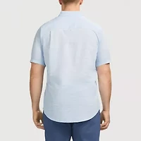 IZOD Dockside Chambray Mens Short Sleeve Classic Fit Stretch Fabric Big and Tall Button-Down Shirt