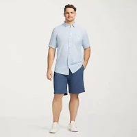 IZOD Dockside Chambray Mens Short Sleeve Classic Fit Stretch Fabric Big and Tall Button-Down Shirt
