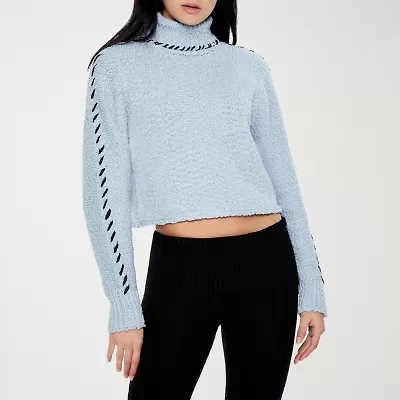 Forever 21 Juniors Whipstitch Womens Mock Neck Long Sleeve Pullover Sweater