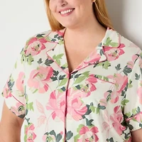 Liz Claiborne Cool and Calm Womens Short Sleeve Plus Pajama Top