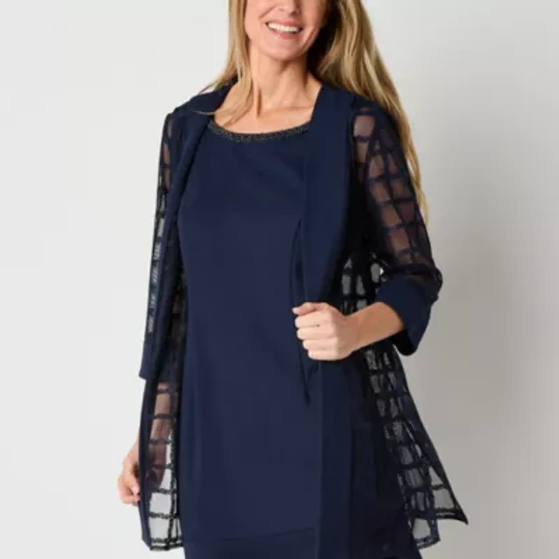 Maya Brooke Womens Windowpane Jacket Dress