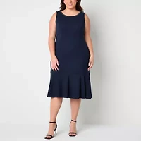 Maya Brooke Womens Plus Windowpane Jacket Dress
