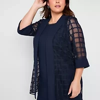 Maya Brooke Womens Plus Windowpane Jacket Dress