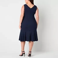 Maya Brooke Womens Plus Windowpane Jacket Dress