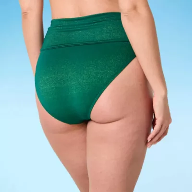 Mynah Womens Lined Textured High Waist Bikini Swimsuit Bottom