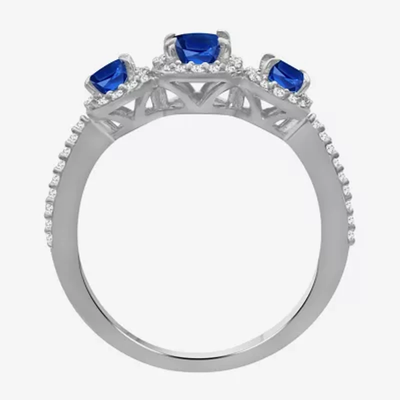 Womens Gemstone & 1/5 CT. T.W. Natural Diamond 10K Gold Oval 3-Stone Cocktail Ring