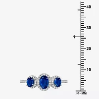 Womens Gemstone & 1/5 CT. T.W. Natural Diamond 10K Gold Oval 3-Stone Cocktail Ring