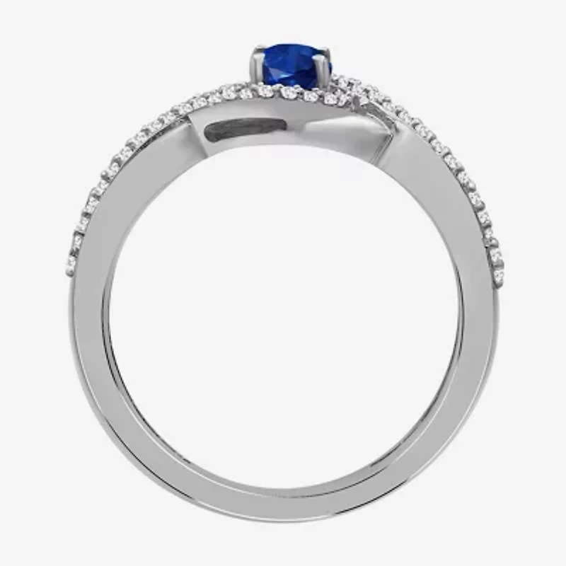 Womens Gemstone & 1/10 CT. T.W. Natural Diamond 10K Gold Oval Cocktail Ring