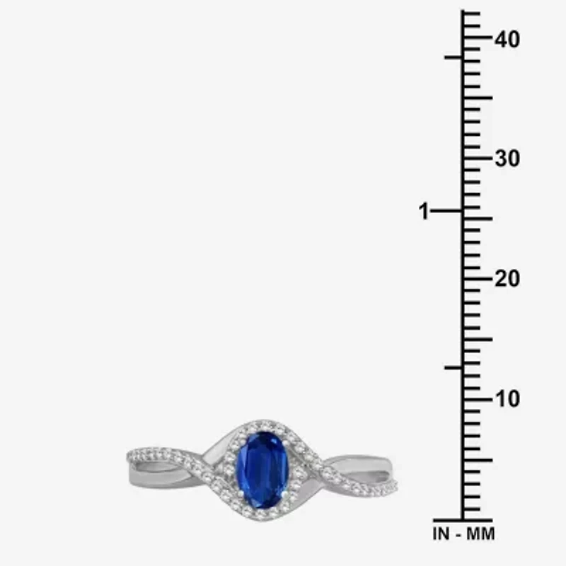 Womens Gemstone & 1/10 CT. T.W. Natural Diamond 10K Gold Oval Cocktail Ring