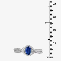 Womens Gemstone & 1/10 CT. T.W. Natural Diamond 10K Gold Oval Cocktail Ring