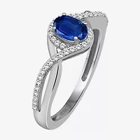 Womens Gemstone & 1/10 CT. T.W. Natural Diamond 10K Gold Oval Cocktail Ring