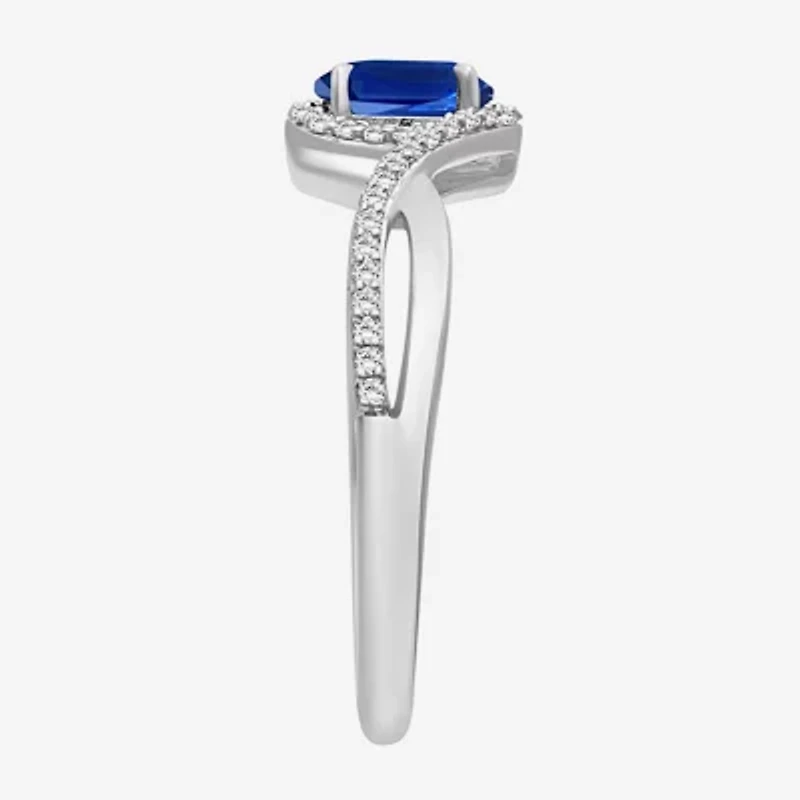 Womens Gemstone & 1/10 CT. T.W. Natural Diamond 10K Gold Oval Cocktail Ring