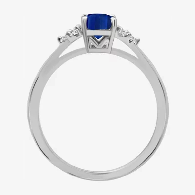 Womens Gemstone & 1/10 CT. T.W. Natural Diamond 10K Gold Oval Cocktail Ring